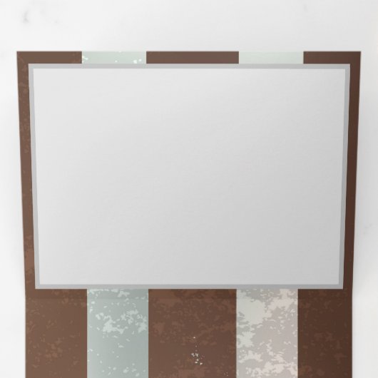 Steampunk Clock- en Turquoise-Rozen op gestreept Drieluik Uitnodiging (Binnenzijde eerst)