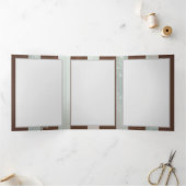 Steampunk Clock- en Turquoise-Rozen op gestreept Drieluik Uitnodiging (Binnen)