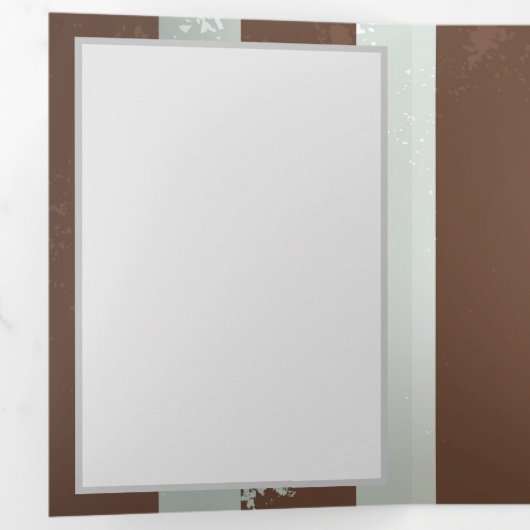 Steampunk Clock- en Turquoise-Rozen op gestreept Drieluik Uitnodiging (Binnenzijde eerst)