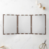 Steampunk Clock- en Turquoise-Rozen op gestreept Drieluik Wenskaart (Binnen)