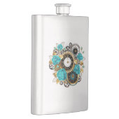 Steampunk Clock- en Turquoise-Rozen op gestreept Flacon (Rechts)