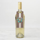 Steampunk Clock- en Turquoise-Rozen op gestreept Flessenhanger (Op fles)