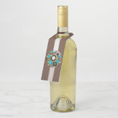 Steampunk Clock- en Turquoise-Rozen op gestreept Flessenhanger (Schuin)