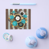 Steampunk Clock- en Turquoise-Rozen op gestreept Flyer (Enkel)