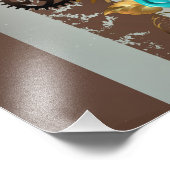 Steampunk Clock- en Turquoise-Rozen op gestreept Foto Afdruk (Hoek)