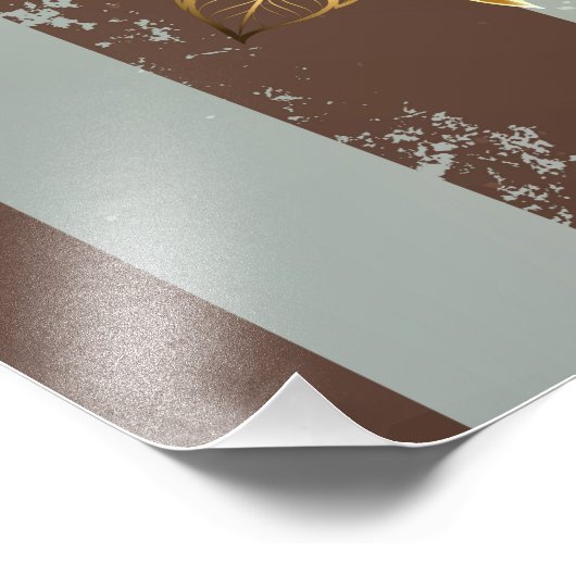 Steampunk Clock- en Turquoise-Rozen op gestreept Foto Afdruk (Hoek)