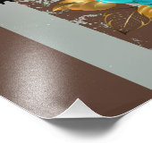 Steampunk Clock- en Turquoise-Rozen op gestreept Foto Afdruk (Hoek)