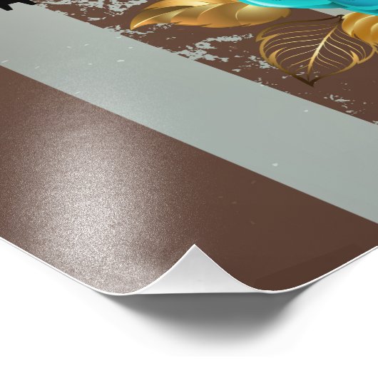 Steampunk Clock- en Turquoise-Rozen op gestreept Foto Afdruk (Hoek)