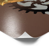 Steampunk Clock- en Turquoise-Rozen op gestreept Foto Afdruk (Hoek)