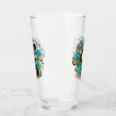 Steampunk Clock- en Turquoise-Rozen op gestreept Glas (Links)