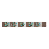 Steampunk Clock- en Turquoise-Rozen op gestreept Grosgrain Lint (Voorkant)