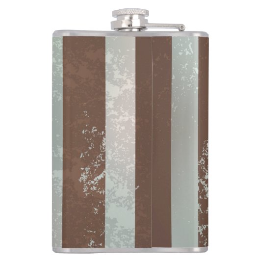 Steampunk Clock- en Turquoise-Rozen op gestreept Heupfles (Achterkant)