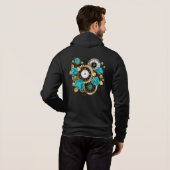 Steampunk Clock- en Turquoise-Rozen op gestreept Hoodie (Achterkant volledig)