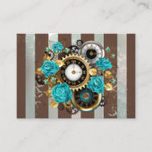 Steampunk Clock- en Turquoise-Rozen op gestreept Informatiekaartje (Voorkant)