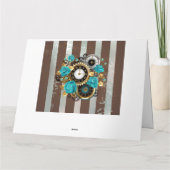 Steampunk Clock- en Turquoise-Rozen op gestreept Kaart (Achterkant)