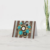 Steampunk Clock- en Turquoise-Rozen op gestreept Kaart (Voorkant)
