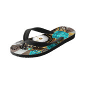 Steampunk Clock- en Turquoise-Rozen op gestreept Kinder Teenslippers (Schuin)