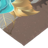 Steampunk Clock- en Turquoise-Rozen op gestreept Korte Tafelloper (Hoek)