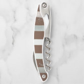 Steampunk Clock- en Turquoise-Rozen op gestreept Kurkentrekker (Achterkant)