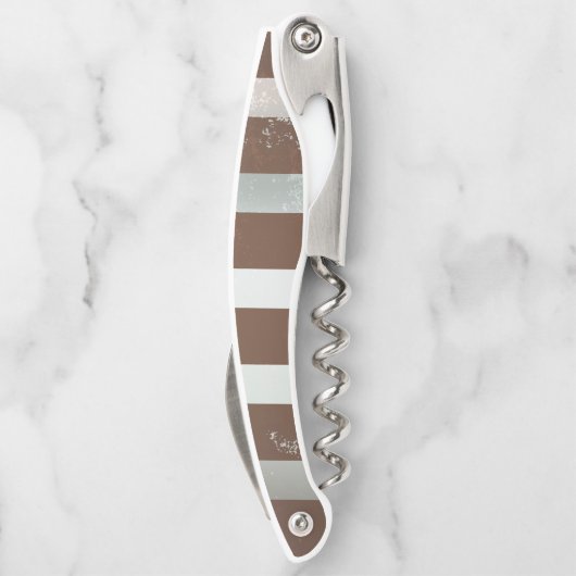 Steampunk Clock- en Turquoise-Rozen op gestreept Kurkentrekker (Achterkant)