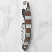 Steampunk Clock- en Turquoise-Rozen op gestreept Kurkentrekker (Voorkant)