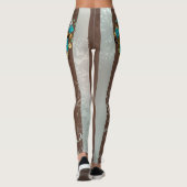 Steampunk Clock- en Turquoise-Rozen op gestreept Leggings (Achterkant)