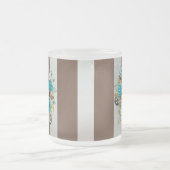 Steampunk Clock- en Turquoise-Rozen op gestreept Matglas Koffiemok (Center)