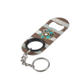 Steampunk Clock- en Turquoise-Rozen op gestreept Mini Flessenopener (Achterkant Gekanteld)