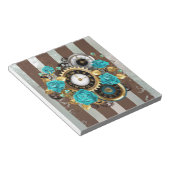 Steampunk Clock- en Turquoise-Rozen op gestreept Notitieblok (Schuin)