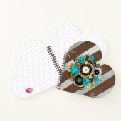 Steampunk Clock- en Turquoise-Rozen op gestreept Notitieboek (Binnen)