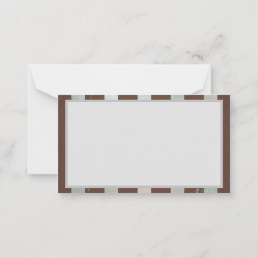 Steampunk Clock- en Turquoise-Rozen op gestreept Notitiekaartje (Achterkant)