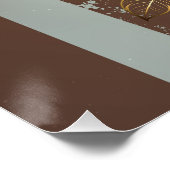 Steampunk Clock- en Turquoise-Rozen op gestreept Perfect Poster (Hoek)