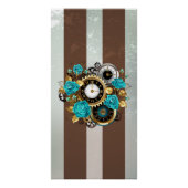Steampunk Clock- en Turquoise-Rozen op gestreept Perfect Poster (Voorkant)