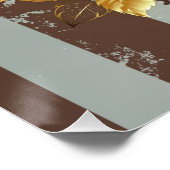 Steampunk Clock- en Turquoise-Rozen op gestreept Perfect Poster (Hoek)