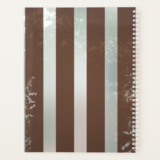 Steampunk Clock- en Turquoise-Rozen op gestreept Planner (Achterkant)