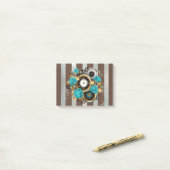 Steampunk Clock- en Turquoise-Rozen op gestreept Post-it® Notes (Op bureau)