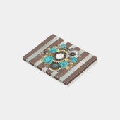 Steampunk Clock- en Turquoise-Rozen op gestreept Post-it® Notes (Schuin)