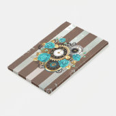 Steampunk Clock- en Turquoise-Rozen op gestreept Post-it® Notes (Schuin)