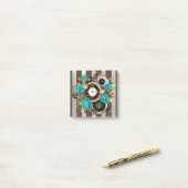 Steampunk Clock- en Turquoise-Rozen op gestreept Post-it® Notes (Op bureau)