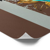 Steampunk Clock- en Turquoise-Rozen op gestreept Poster (Hoek)