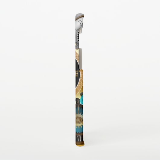 Steampunk Clock- en Turquoise-Rozen op gestreept Samsung Galaxy Hoesje (Linkerkant)