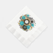 Steampunk Clock- en Turquoise-Rozen op gestreept Servet (Hoek)