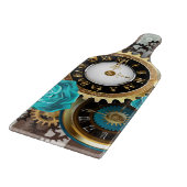 Steampunk Clock- en Turquoise-Rozen op gestreept Snijplank (Hoek)