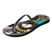Steampunk Clock- en Turquoise-Rozen op gestreept Teenslippers (Schuin)