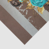 Steampunk Clock- en Turquoise-Rozen op gestreept Tissuepapier (Detail)