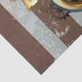 Steampunk Clock- en Turquoise-Rozen op gestreept Tissuepapier (Detail)