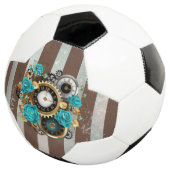 Steampunk Clock- en Turquoise-Rozen op gestreept Voetbal (Drie kwart)