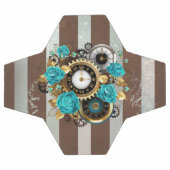 Steampunk Clock- en Turquoise-Rozen op gestreept Voetbal (Enkel)