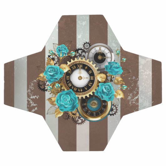 Steampunk Clock- en Turquoise-Rozen op gestreept Voetbal (Enkel)