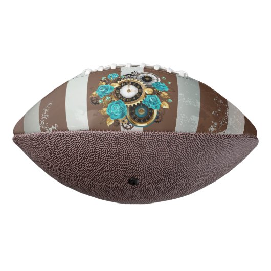 Steampunk Clock- en Turquoise-Rozen op striped American Football (Gedraaid 270)